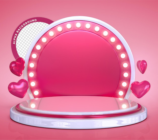 3d podium voor roze moederdag en valentijnsdagsamenstelling