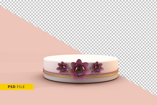 3d podium with pink flower a spring concept