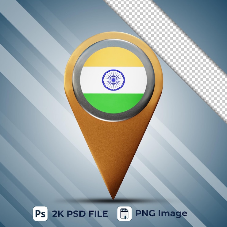 PSD 3d pointer india flag