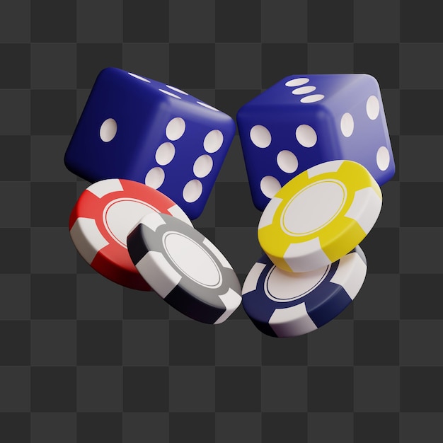 PSD 3d poker coin with dice illustration