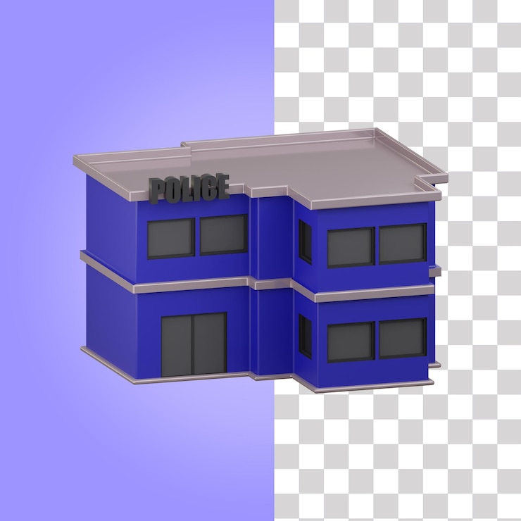 PSD 3d police building illustration