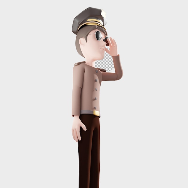 3d police cartoon character premium psd