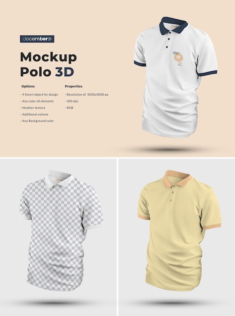 PSD 3d polo-modellen. ontwerp is gemakkelijk in het aanpassen van afbeeldingen, ontwerp en kleur t-shirt, manchet, knoop en kraag