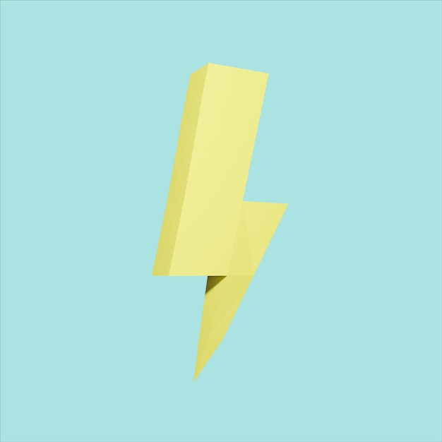 PSD 3d polygonal thunder simple icon with straight pose