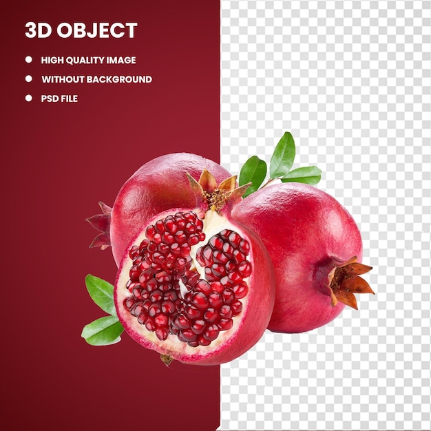 PSD 3d succo di melograno succo di melograno frutta pesca e frutta e frutta di melograno rosso e naturale