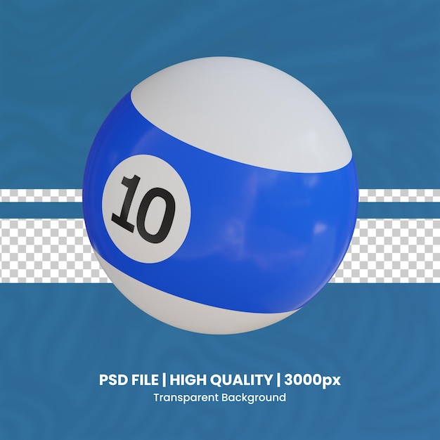 PSD illustrazione dell'icona della palla da biliardo 3d sfondo trasparente palla sportiva 3d set