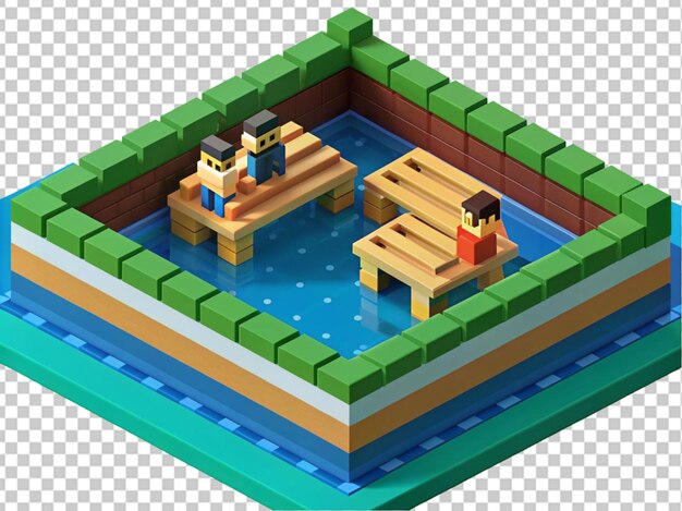 PSD 3d pool van voxel art png