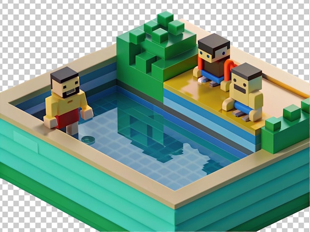 PSD 3d pool van voxel art png