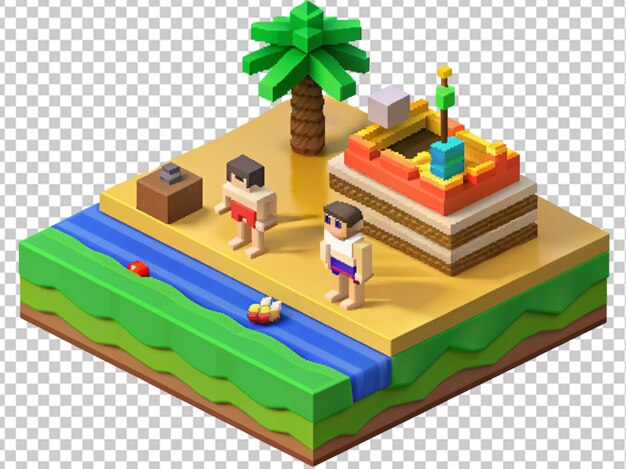 PSD 3d pool of voxel art png