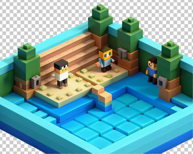 PSD 3d pool di voxel art png