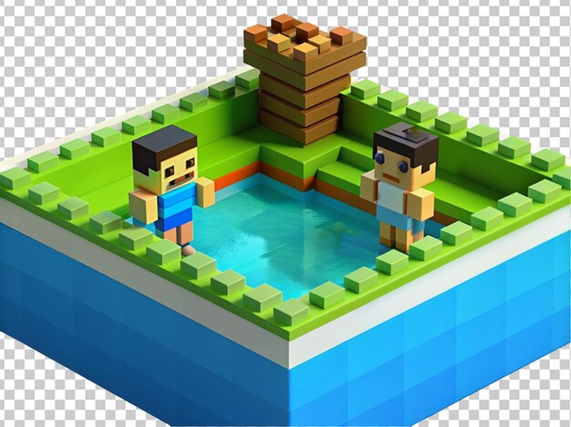 PSD 3d pool of voxel art png