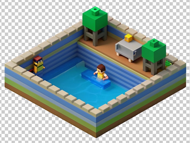 PSD 3d pool di voxel art png