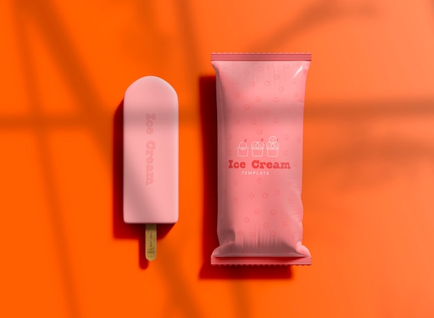 3d мокап упаковки мороженого popscicle