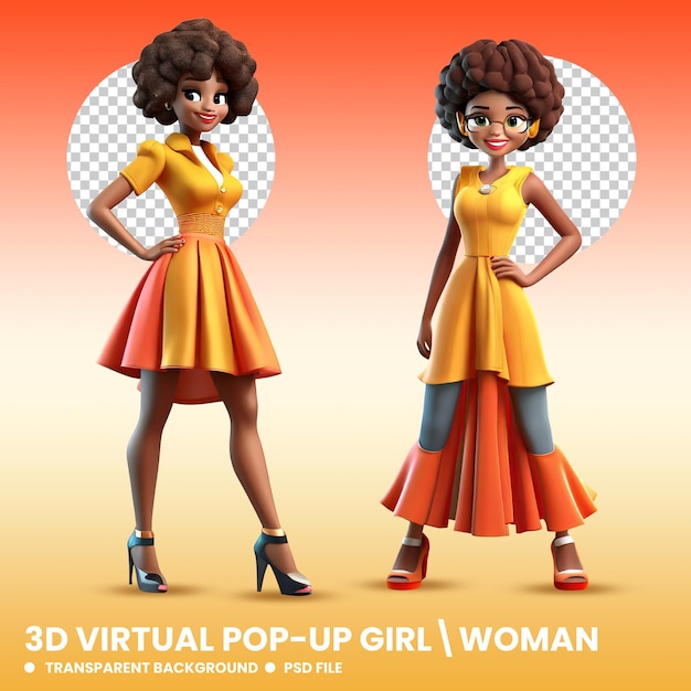 3d popup girl woman without background psd