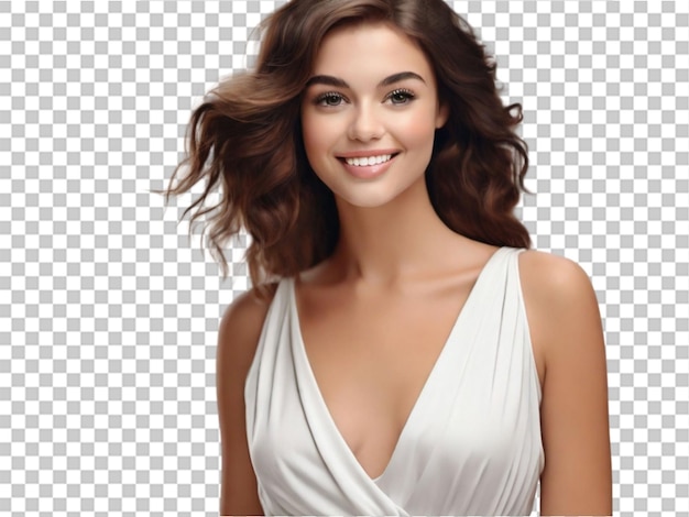 PSD 3d portrait of beautiful caucasian smiling brunette wo on transparent background