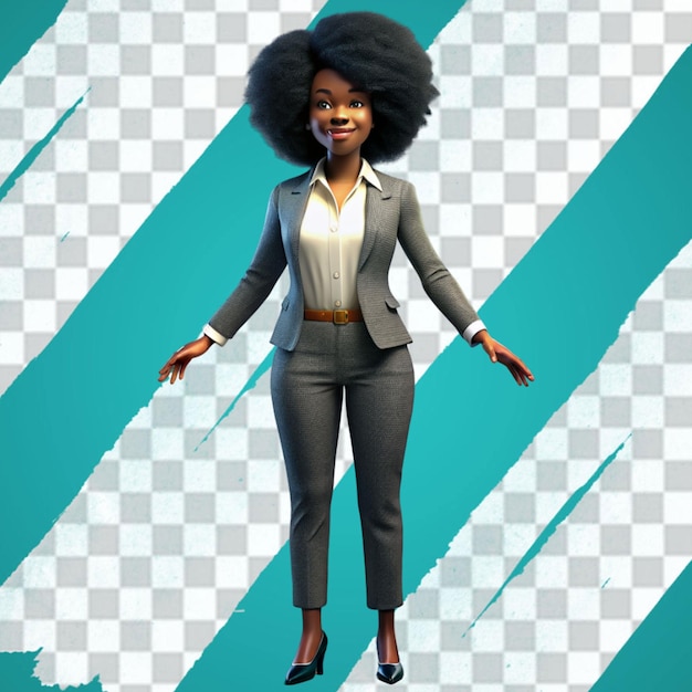 PSD 3d portrait of a standing young business woman