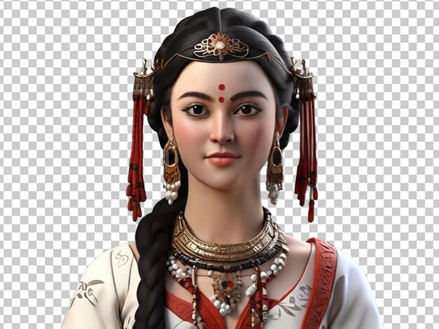 PSD 3d portrait of a woman in traditional dress