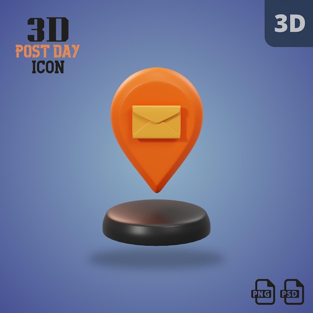 PSD icona del giorno postale 3d