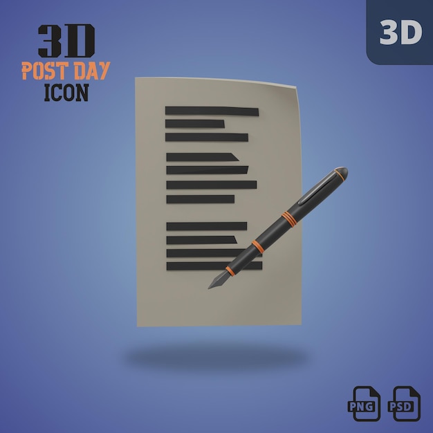 PSD icona del giorno postale 3d