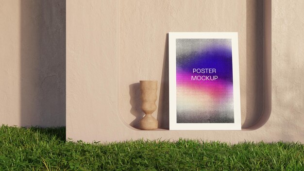 3D Poster mockup grass