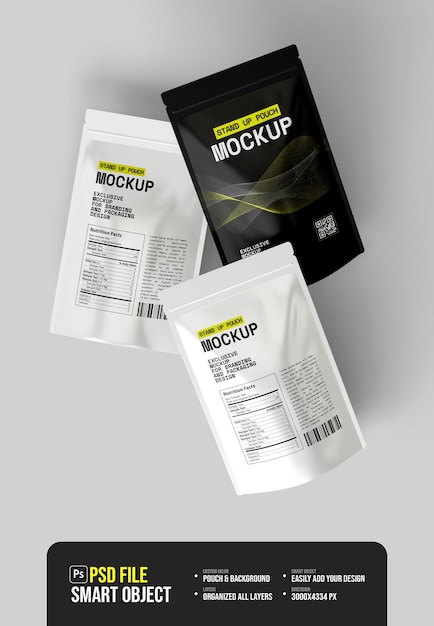 3d pouch mockup with psd format