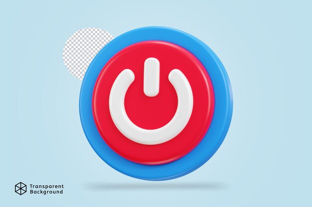 PSD 3d power off button icon vector illustration