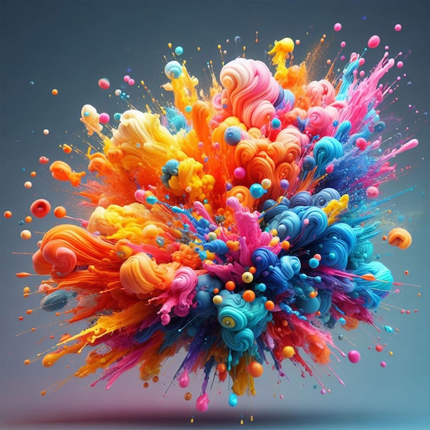 PSD 3d premium photo a colorful explosion of paint is shown in this image