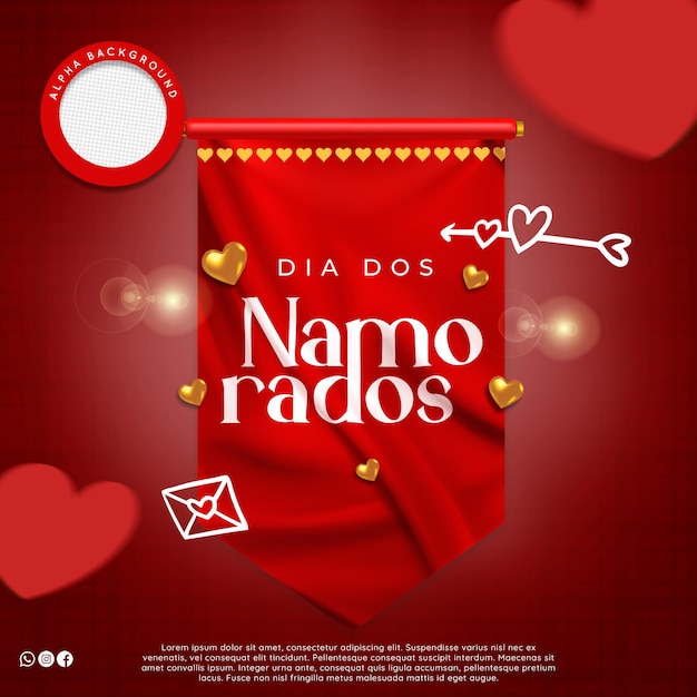 PSD 3d premium stamp for valentine's day campaign