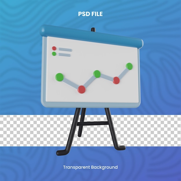 PSD 3d presentation board with transparent background high quality render