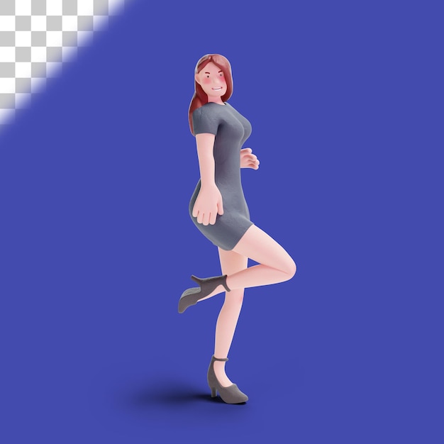 PSD ドレスポーズの3dきれいな女性