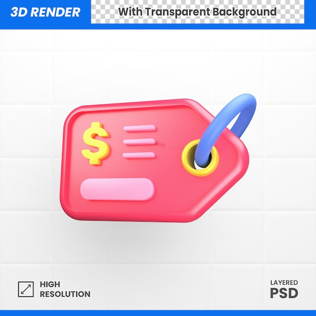 PSD 3d cartellino del prezzo appeso illustrazione dello shopping e-commerce