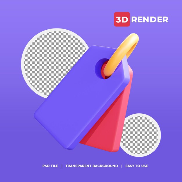 PSD 3d price tag icon with transparent background