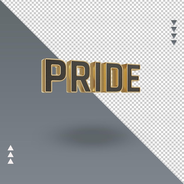 PSD 3d pride nero oro testo rendering vista a sinistra