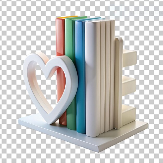PSD 3d printed love bookend on transparent background