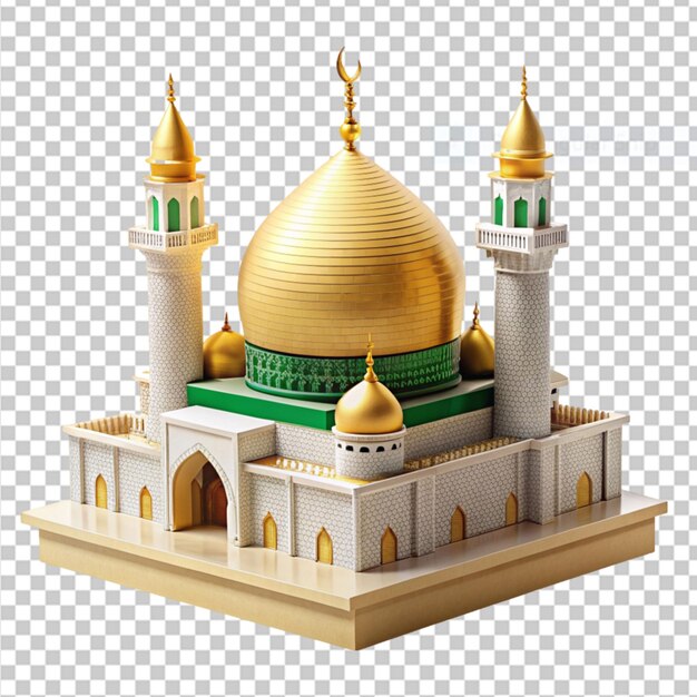 PSD 3d printed replica of imam hussain s mausoleum on transparent background