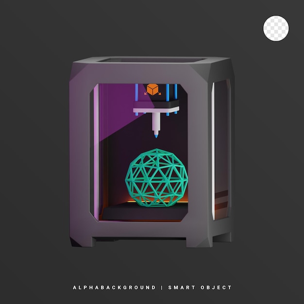 PSD 3d printer 3d icon illustration