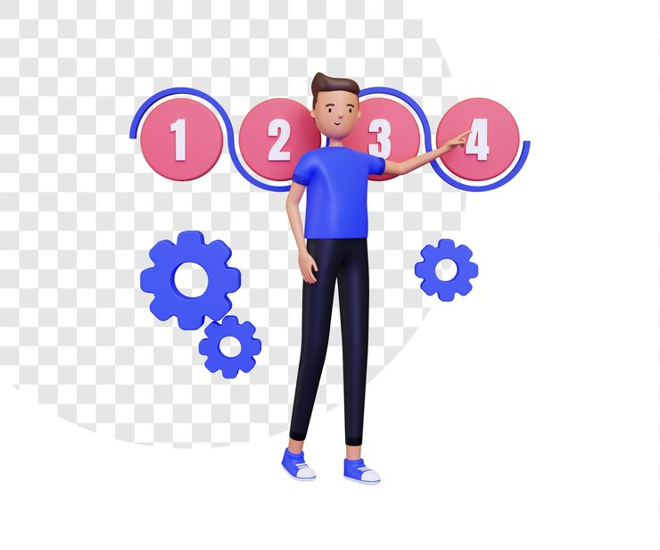 PSD 3d processing with a male character presenting