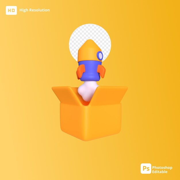 3d product launch icon with render cycles and transparent background