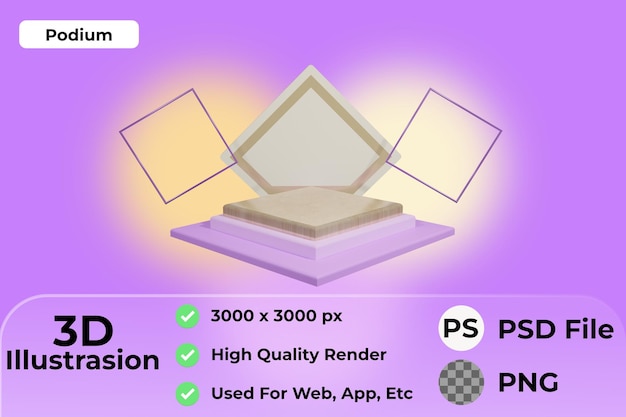 PSD 3d product podium illustration. crampy texture