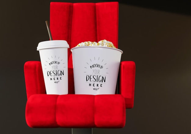 PSD 3d product tag in movie theater psd mockup