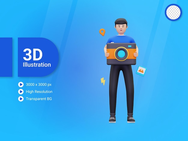 3d professionele fotograaf illustratie