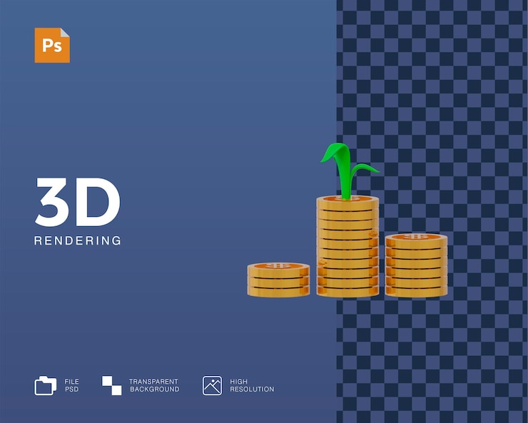 PSD 3d profit money illustration