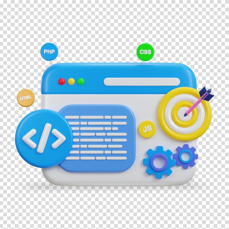 PSD 3d programming icon symbol of software and web development vector illustration