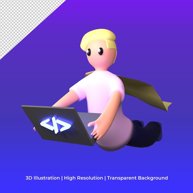 3d programmør superhelt kodende kode koncept