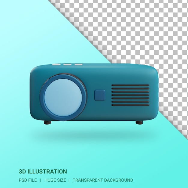 PSD 3d projector illustration with transparent background
