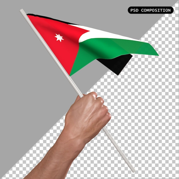 PSD 3d projekt flagi kraju jordanii i elegancki 3d render izolowany ilustracja