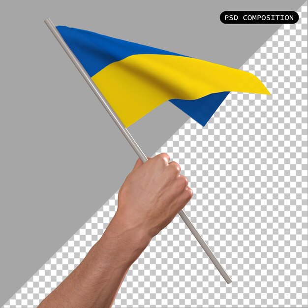 PSD 3d projekt flagi kraju ukraina i elegancki 3d render izolowany ilustracja