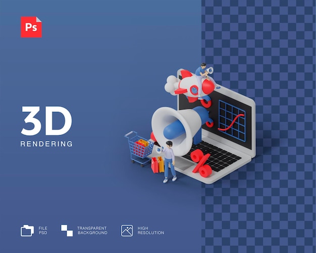 PSD 3d promuovere l'illustrazione