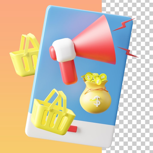 PSD illustrazione di promozione 3d