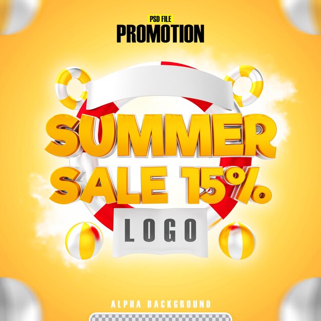 PSD 3d promotion summer sale 15 percent